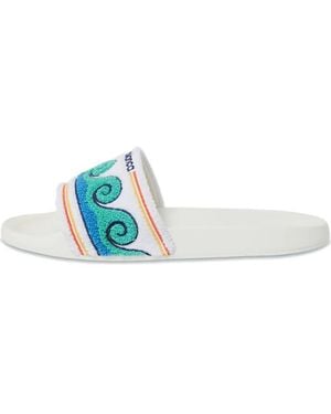 CASABLANCA Wave-Pattern Terry-Cloth Slides - White