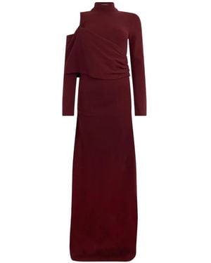Alberta Ferretti One-Shoulder Draped Maxi Dress - Red