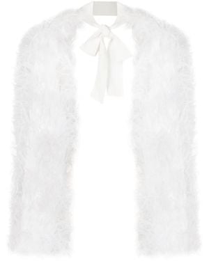 Cult Gaia Audrey Feather-Trim Bolero Jacket - White