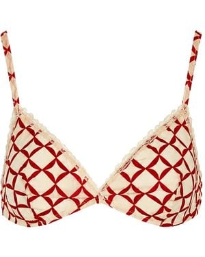 Laura Urbinati Soutien-Gorge À Imprimé Géométrique Et Finitions En Dentelle - Red