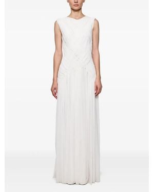 Atu Body Couture Pleated Sleeveless Maxi Dress - White