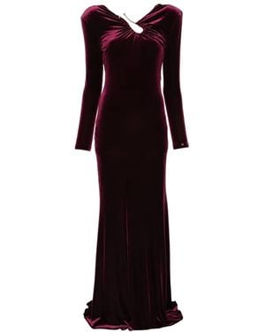 Nissa Velvet Open-Back Maxi Dress - Purple