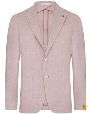 Tagliatore Herringbone-Pattern Single-Breasted Blazer - Pink