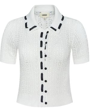 L'Agence Ninette Pointelle-Knit Cardigan - White