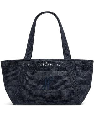 Patou Large Jp Monogram Trapeze-Design Tote Bag - Blue
