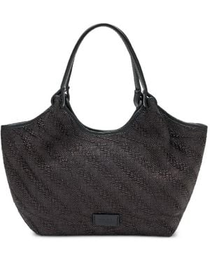 Frau Mini Herringbone-Effect Tote Bag - Black