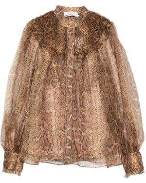 Zimmermann Printed Silk Shirt - Brown