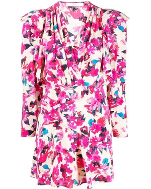 IRO Floral-Print Gathered Minidress - Pink