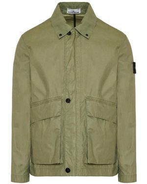 Stone Island S0290 4100054 Waxed Pigment Cotton Tela Jacket - Green