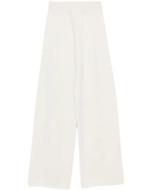 Lorena Antoniazzi Pantalones Anchos De Punto Fino - Blanco