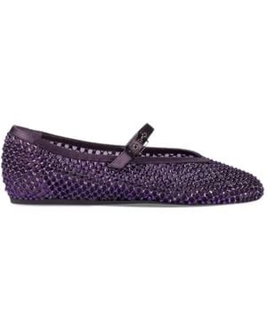 Le Silla Gilda Crystal-Embellished Buckle-Strap Ballet Flats - Purple