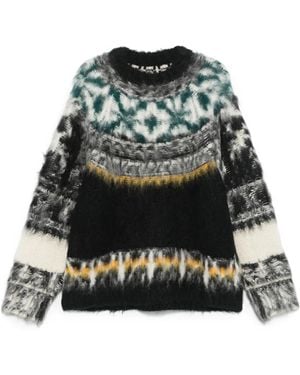 Sacai パターンニット パーカー - ブラック