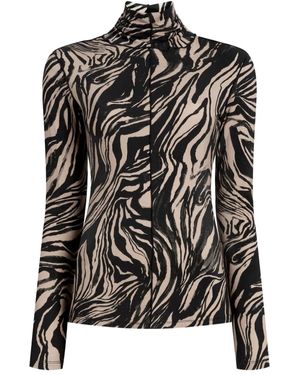 Proenza Schouler Audrey Marble-Print Top - Black