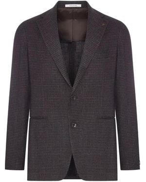 Tagliatore Micro-Check Single-Breasted Blazer - Grey