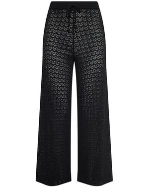 L'Agence Gaelle Pointelle-Knit Trousers - Black