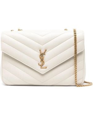 Saint Laurent Große Loulou Schultertasche - Natur