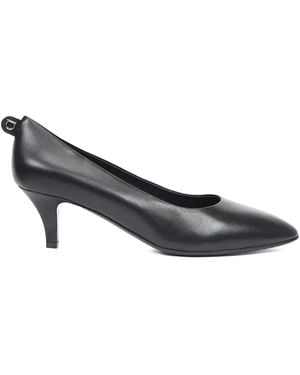 Ferragamo Leather Kitten-Heel Court Shoes - Grey