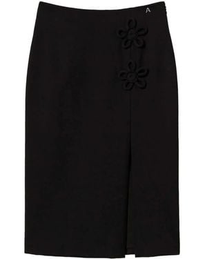 Twinset Floral-Appliqué Skirt - Black