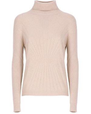 D.exterior High-Neck Ribbed Sweater - Pink
