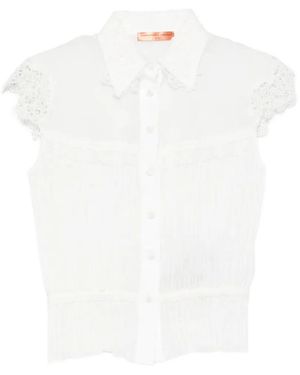 Ermanno Scervino Blouse Bordée De Dentelle - White