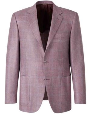 Canali Check-Pattern Blazer - Purple