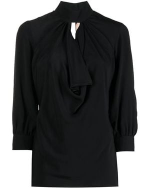 N°21 Ruched Keyhole-Neck Blouse - Black
