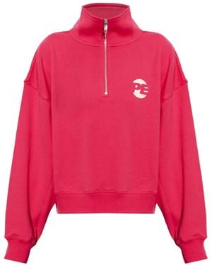 P.E Nation Voltage Half-Zip Logo-Print Sweatshirt - Red