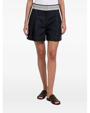 Brunello Cucinelli Pantalones Vaqueros Cortos Con Cinturón - Negro