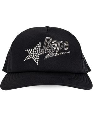 A Bathing Ape Star-Embellishment Baseball Cap - Black