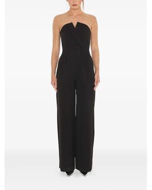 Sound Of Silence Mesh-Upper Embellished Jumpsuit - Black