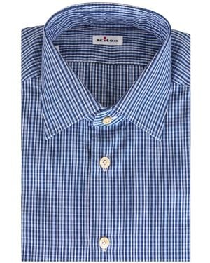 Kiton Camisa De Cuadros Con Cuello Clásico - Azul