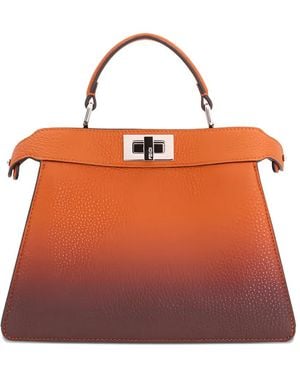 Fendi Small Peekaboo ISeeU leather tote bag - Orange