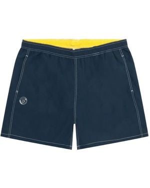 Aape By A Bathing Ape Logo-Print Contrast-Stitch Shorts - Blue