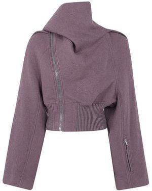 Rick Owens Scarf Flight Asymmetric-Zip Cropped Jacket - Purple