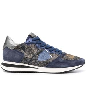 Philippe Model Leather-Panelled Low-Top Trainers - Blue