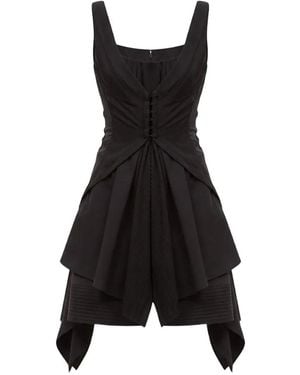 McQueen Asymmetric Layered Mini Dress - Black