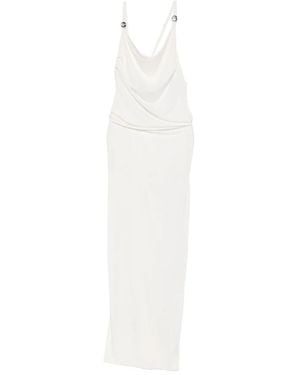Coperni Long Fluid Jersey Dress With Metal Logo - White
