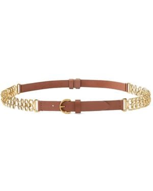 Pinko Leather Chain-Link Belt - Natural