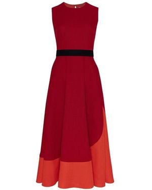 ROKSANDA Mire Colour-Block Bow-Detail Midi Dress - Red