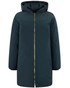 Roberto Cavalli Hooded Zip-Up Coat - Blue