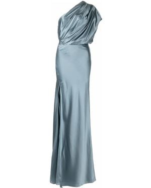 Michelle Mason Asymmetric Open Back Gown - Blue