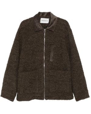 Amaranto Bouclé Corduroy-Collar Jacket - Brown