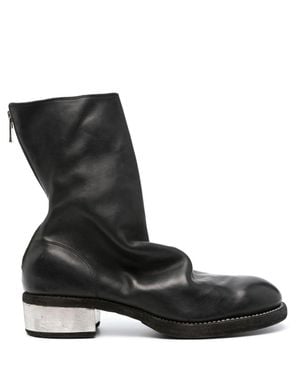 Guidi Round-Toe Leather Boots - Black