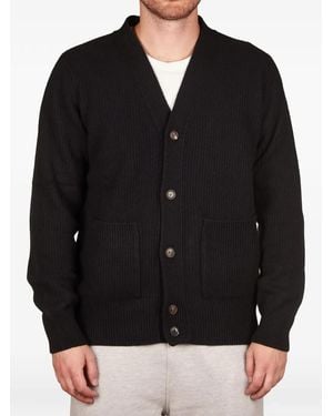 FILIPPO DE LAURENTIIS Ribbed-Knit Button-Up Cardigan - Black