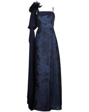 Antonio D'errico Feather-Detail Floral Maxi Dress - Blue