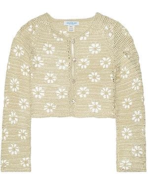 Calle Del Mar Floral Crochet Cardigan - White