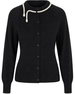 Simone Rocha Cárdigan Con Detalles De Perlas Artificiales - Negro