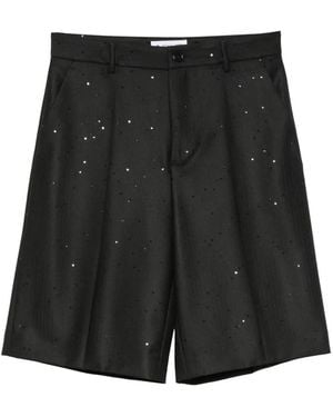 Manuel Ritz Pinstriped Sequin-Embellished Shorts - Black