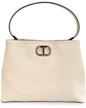 Twinset Logo-Plaque Shoulder Bag - Natural