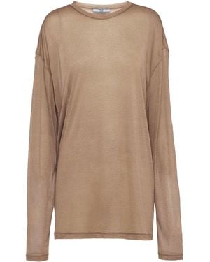 Prada Semi-Sheer T-Shirt - Brown